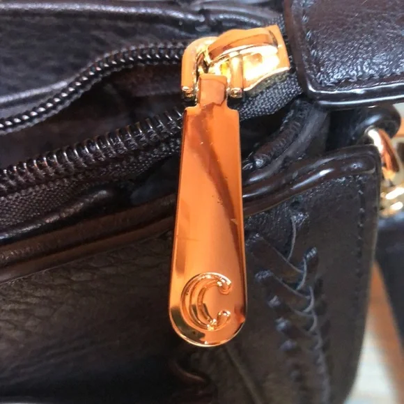 Black Leather Crossbody with Front Tassel - Picture 11 of 15